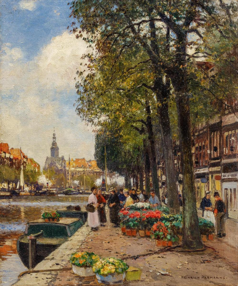 Heinrich Hermanns - Blumenmarkt in Amsterdam