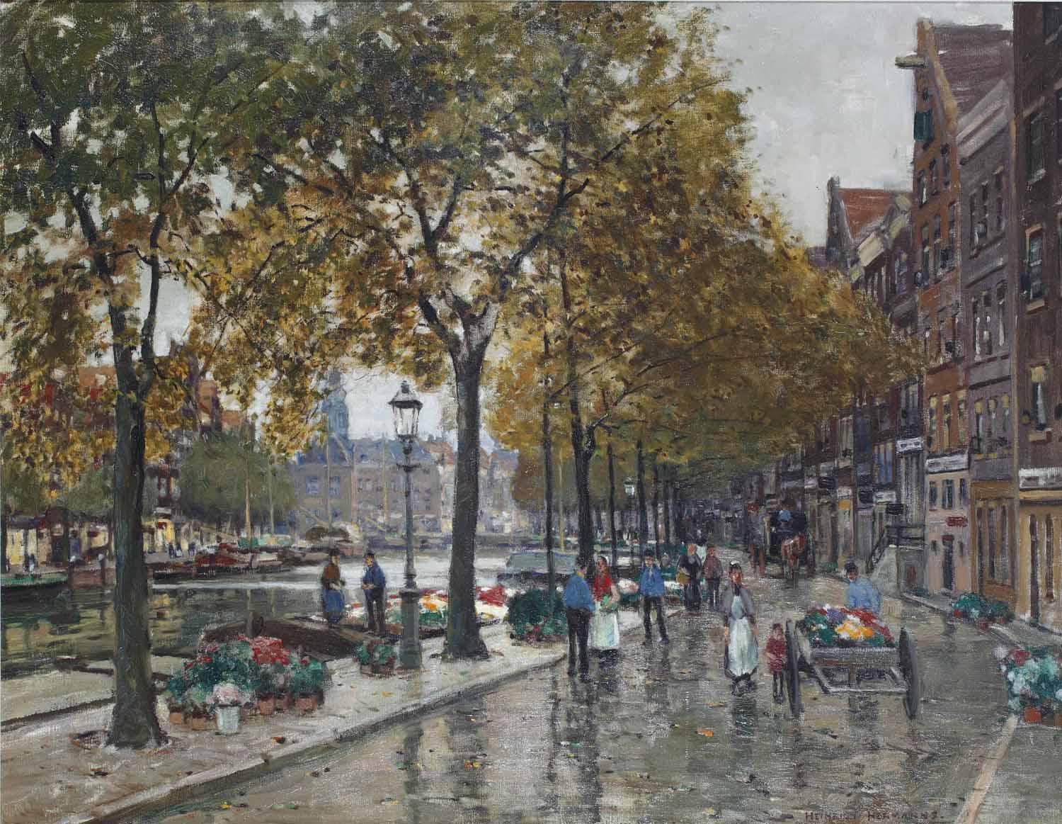 Heinrich Hermanns - Flowermarket on the Singel, Amsterdam