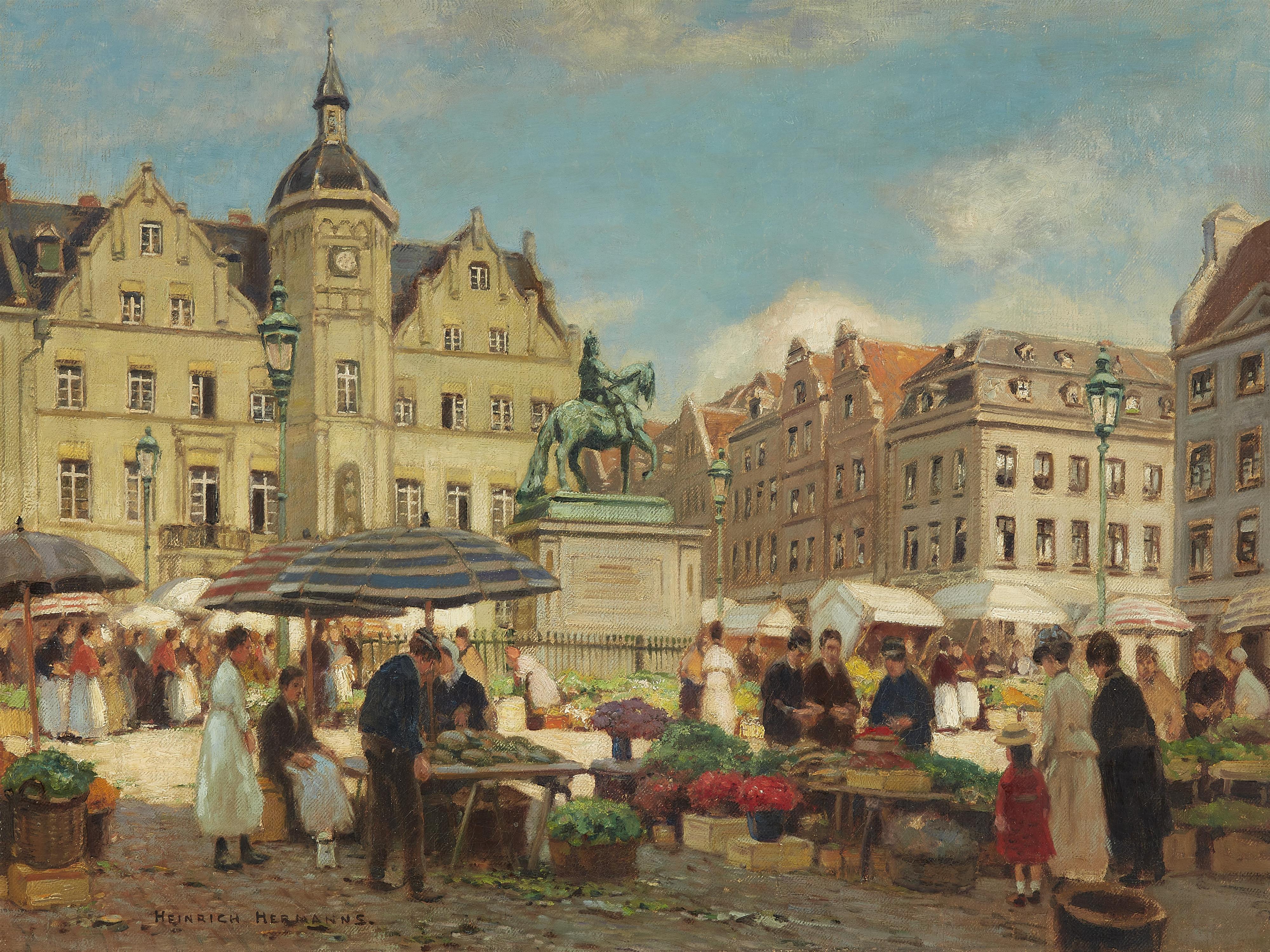 Heinrich Hermanns - Markt vor dem Rathaus in Düsseldorf