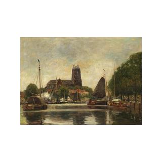 Heinrich Hermanns - Moored Boats In The Harbour Of Dordrecht