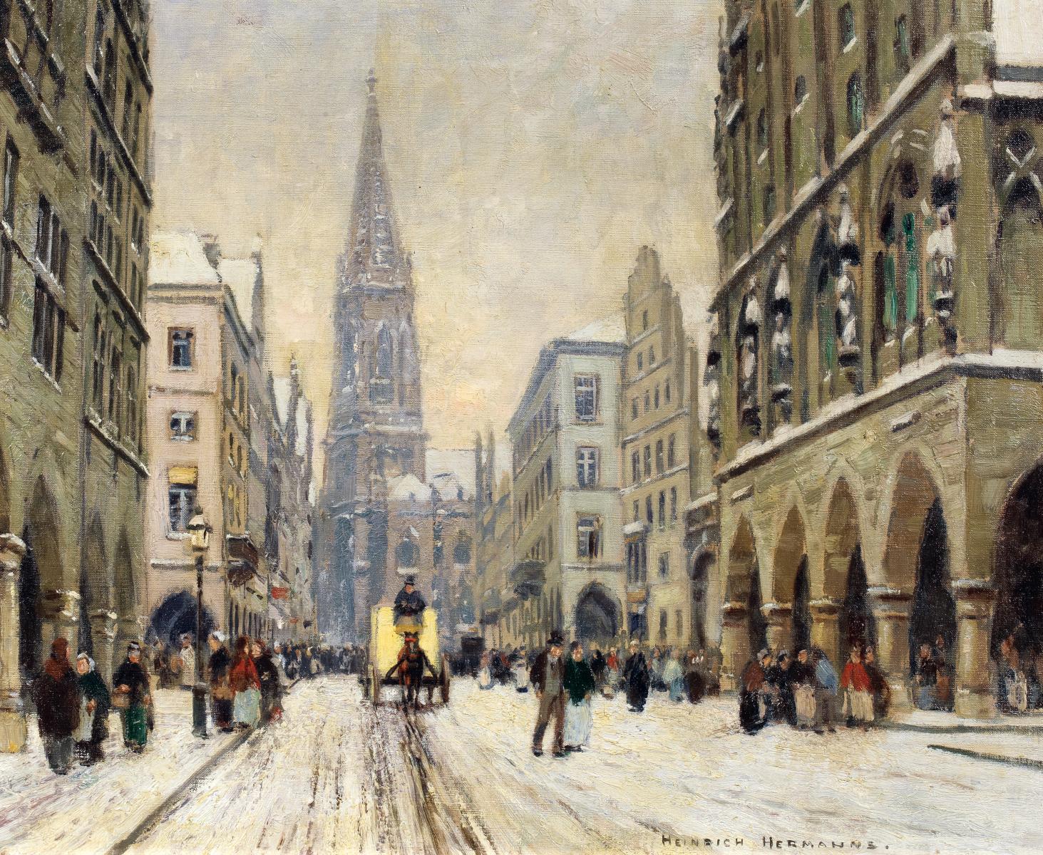 Heinrich Hermanns - Münster -der Prinzipalmarkt im Winter