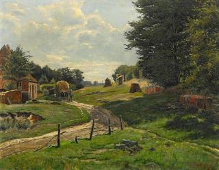 Heinrich Hermanns - Sommerliche Landschaft mit Bauern