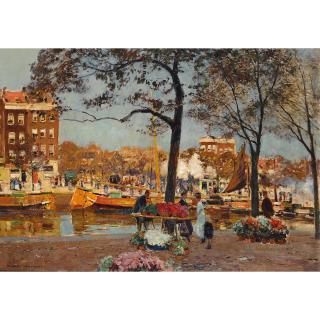 Heinrich Hermanns - The Flower Market, Amsterdam