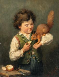 Heinrich Hirt - Knabe mit Eichkätzchen