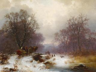 Heinrich Höfer - Schneelandschaft an der Isar.