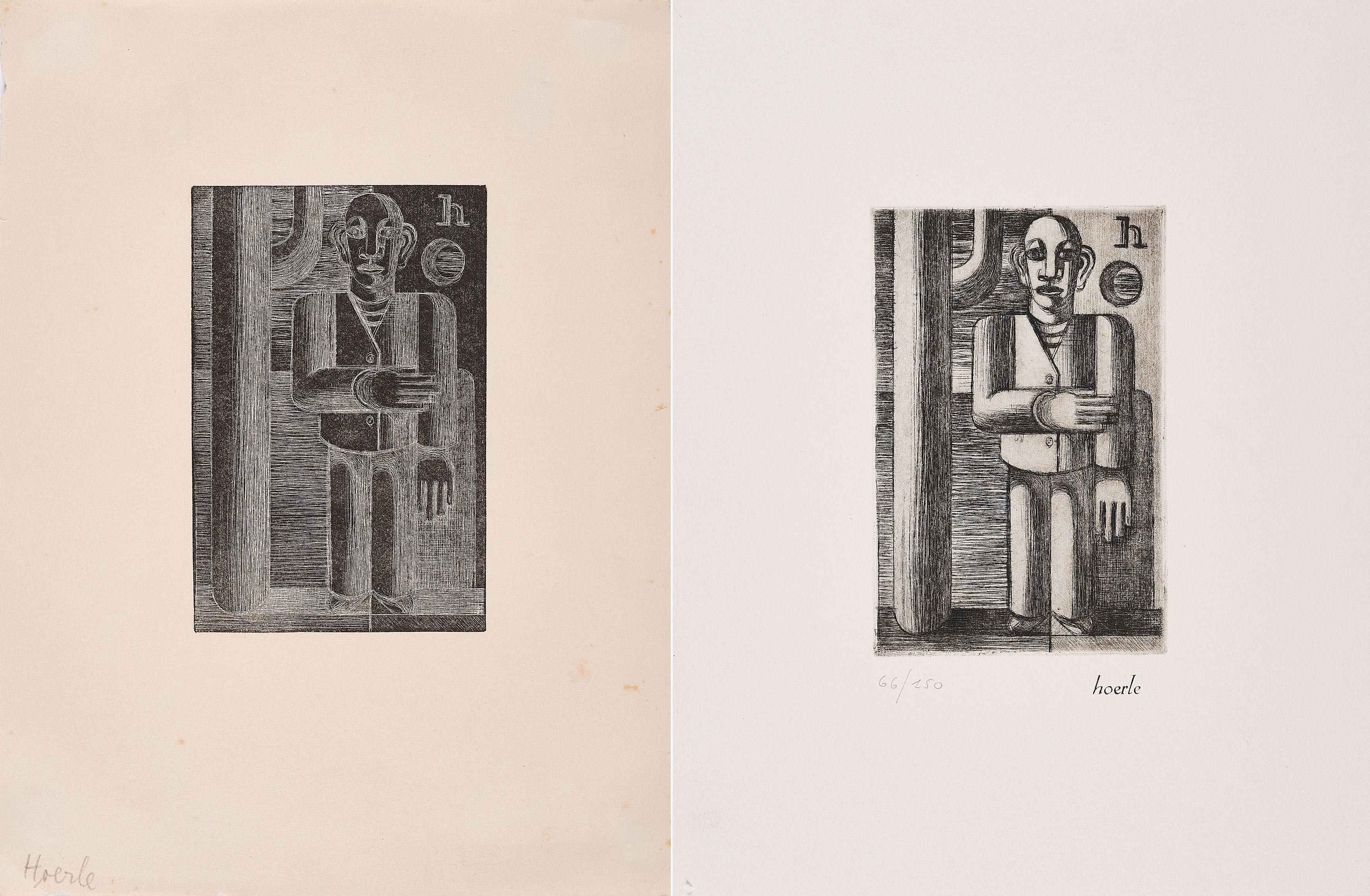 Heinrich Hoerle - Konvolut von 2 Radierungen.