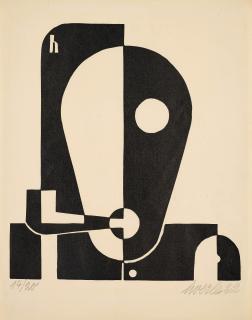 Heinrich Hoerle - Selbstporträt mit Pfeife.