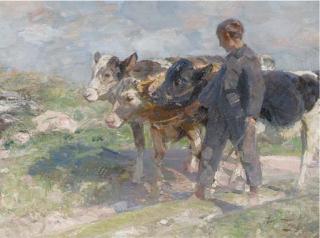 Heinrich Johann Von Zügel - Drei jungrinder mit Hüterjungen