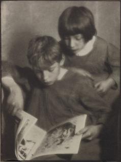 Heinrich Kuehn - Walter and Hans with a Book, c. 1900