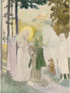 Heinrich Lefler - Elisabeth And Tannhaüser In Front of The Wartburg (Recto); Decorative Sketch (Verso)