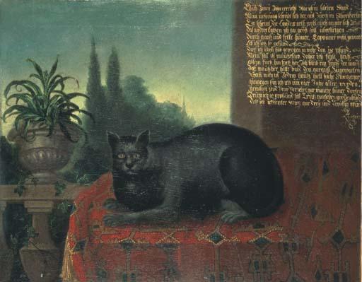 Heinrich Lihl - A Cat On A Draped Table