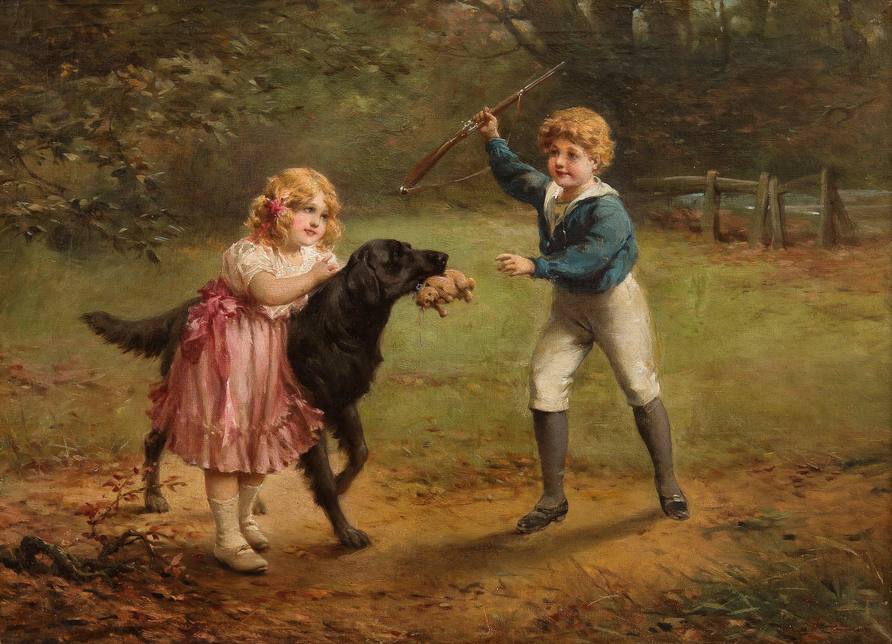 Heinrich Lossow - Children Playing.