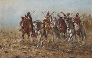 Heinrich Maria Staackmann - A gathering of Arab horsemen