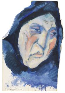 Heinrich Nauen - Kopfstudie zur Maria im violetten Gewand