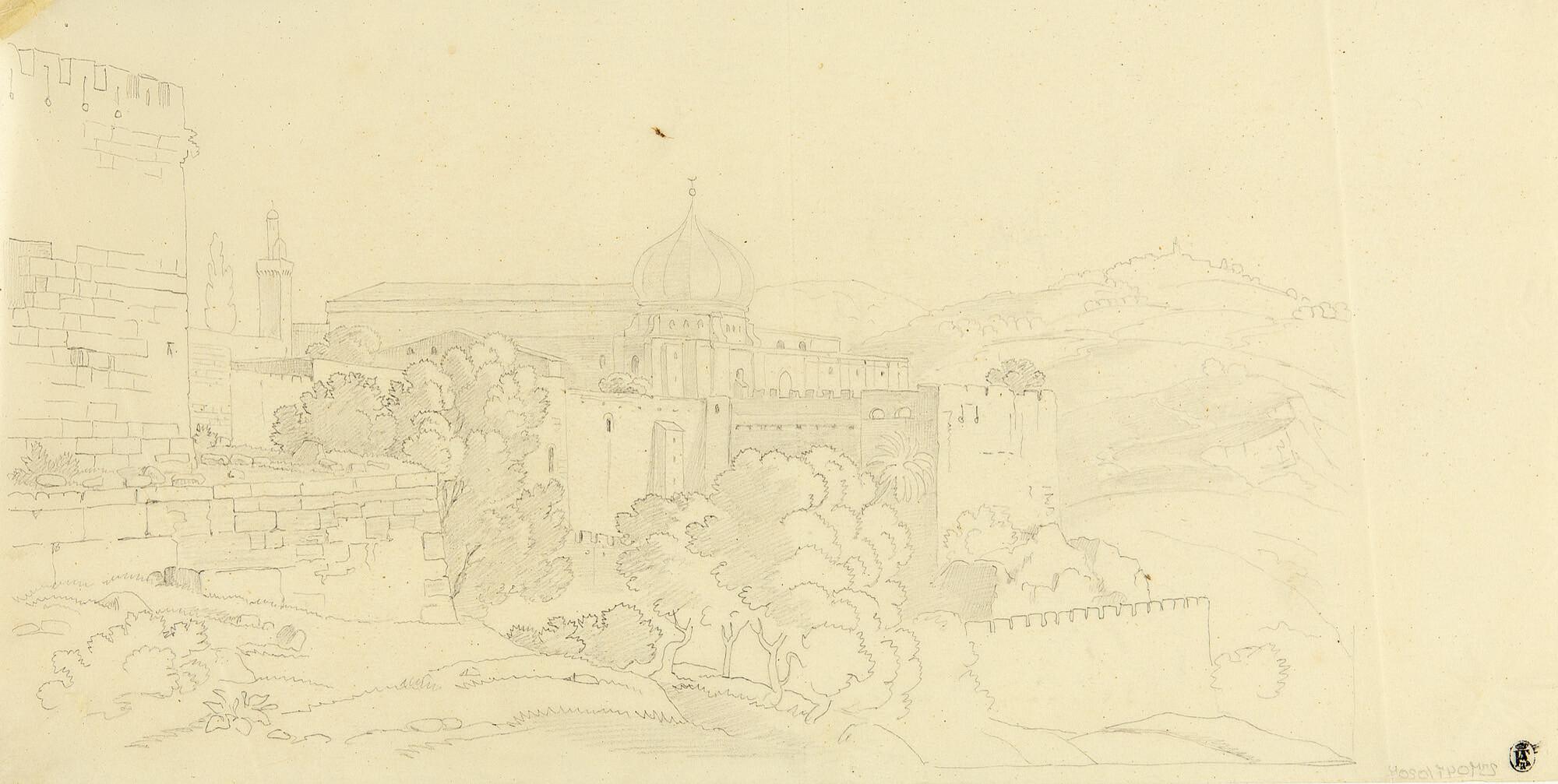 Heinrich Reinhold - Blick auf eine italienische Stadt mit Stadtmauer, Kastell und