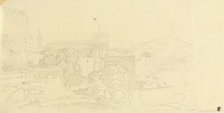 Heinrich Reinhold - Blick auf eine italienische Stadt mit Stadtmauer, Kastell und