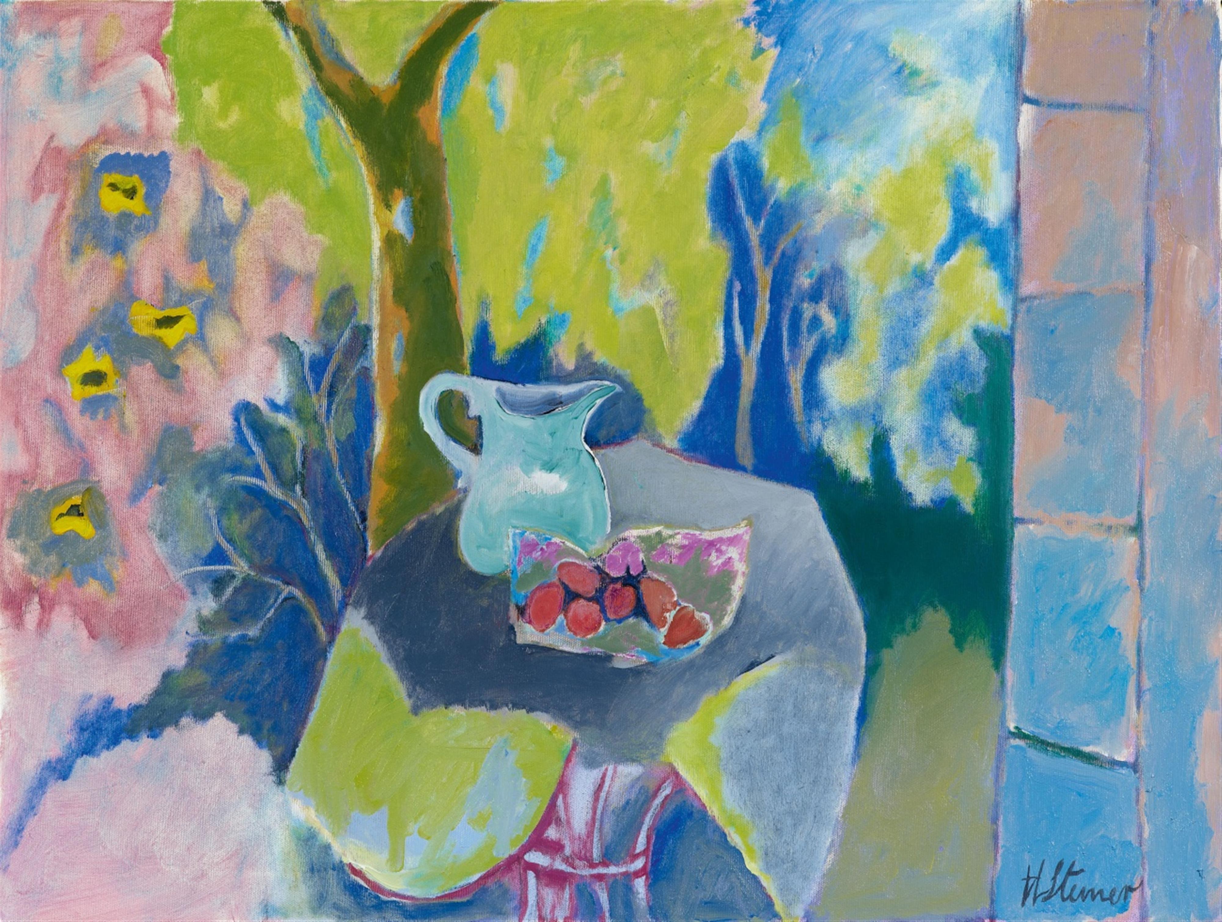 Heinrich Steiner - Gartentisch mit Erdbeeren