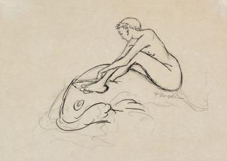 Heinrich Vogeler - Meerjungfrau auf Fisch reitend