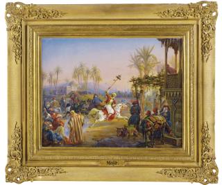 Heinrich Von Mayr - Départ De La Fantasiaheinrich Von Mayr ; Departure Of The Fantasia  ; Monogrammed And Dated Lower Right 1846 ; Oil On Canvas