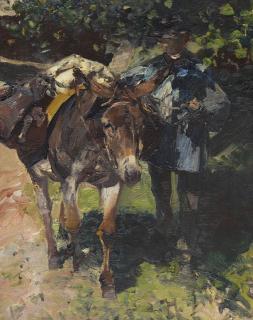 Heinrich von Zügel - Esel mit Treiber