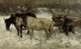 Heinrich Von Zügel - Horses in the Snow