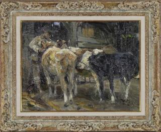 Heinrich von Zügel - Kühe vor dem Stall