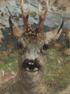 Heinrich von Zügel - Rehbockkopf.