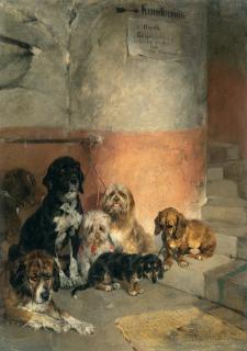 Heinrich von Zügel - Wartende Hunde (Vor dem Kunstverein)
