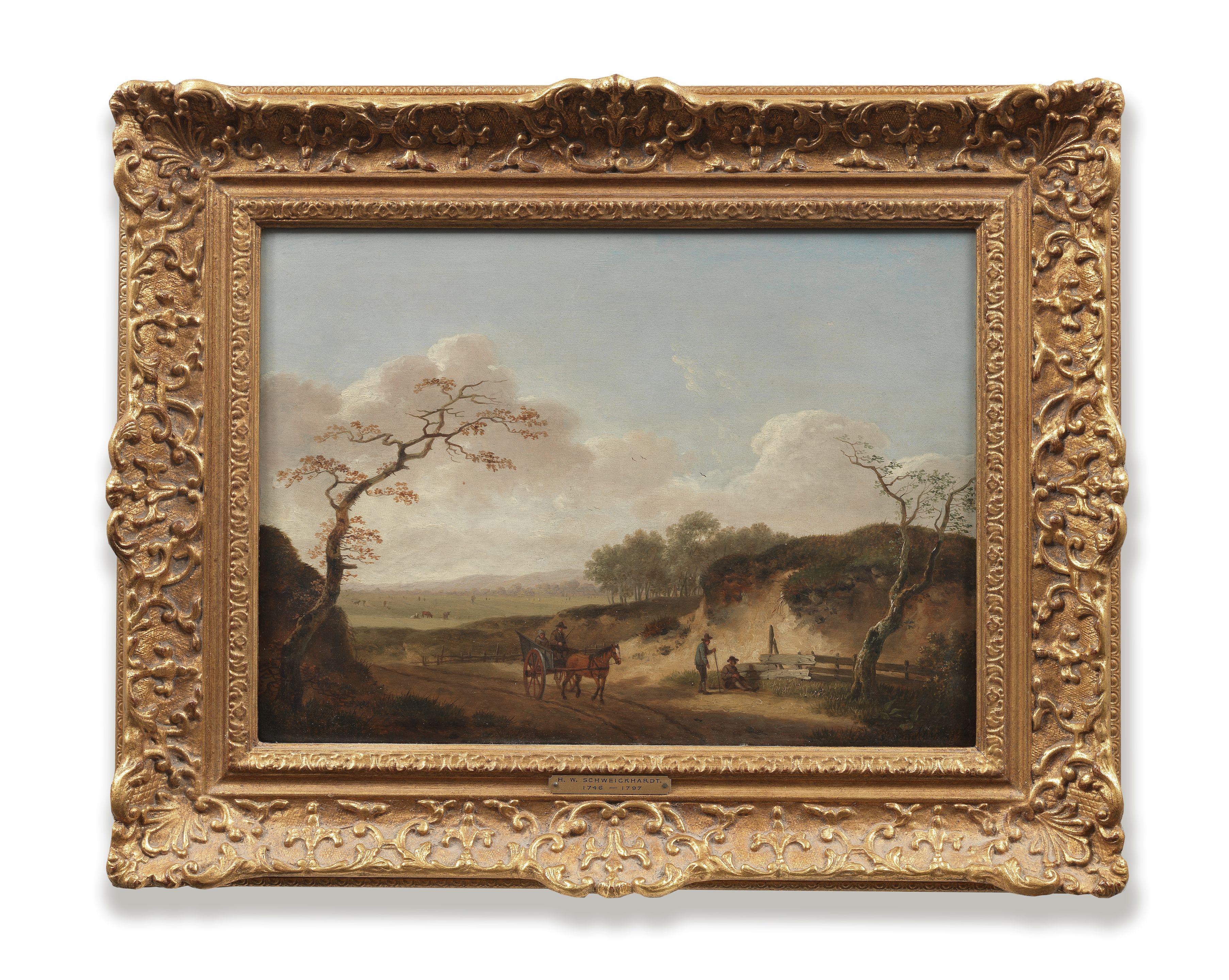 Heinrich Wilhelm Schweickardt - Figures And A Wagon On A Country Path