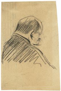 Heinrich Zille - (I) Mann in Rückansicht;  (II) Frau mit Hut