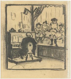 Heinrich Zille - Klavierspieler und Tänzerinnen (Tingel-Tangel)