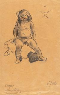 Heinrich Zille - Sitzendes Mädchen