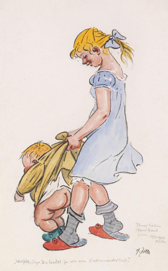 Heinrich Zille - Weeste, Orje, Du loofst ja wie een Sieb\'nmonatskind