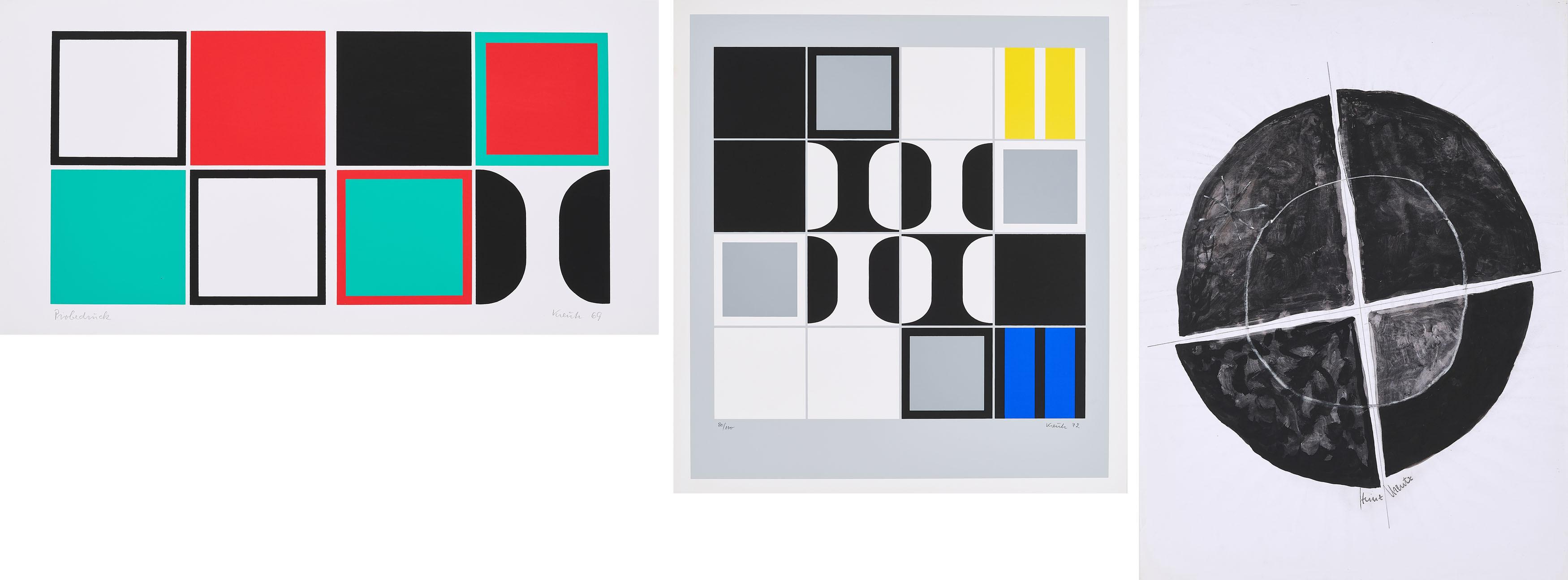 Heinz Kreutz - Konvolut von 2 Serigrafien und 1 Gouache.