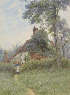 Helen Allingham, R.W.S. - A Chat At The Garden Gate