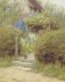 Helen Allingham, R.W.S. - A Cottage Gate, West Horsley, Surrey