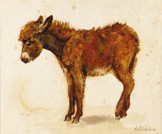 Helen Allingham, R.W.S. - A study of a donkey recto and a study of a cornstook verso