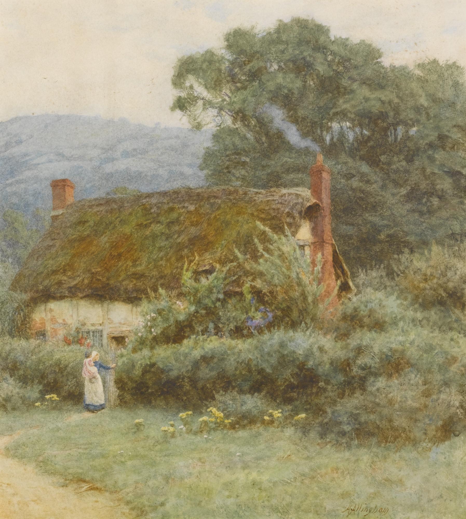 Helen Allingham, R.W.S. - A Sussex Cottage; Old Cottage At Alfriston