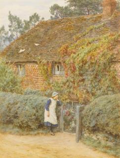 Helen Allingham, R.W.S. - At The Cottage Gate