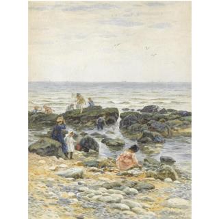 Helen Allingham, R.W.S. - Crabbing At Eastbourne