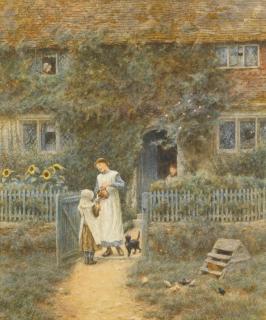 Helen Allingham, R.W.S. - Fetching The Milk