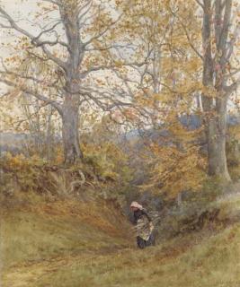 Helen Allingham, R.W.S. - Gathering firewood, autumn