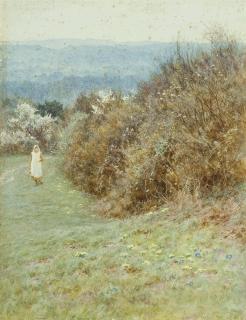 Helen Allingham, R.W.S. - Gathering primroses
