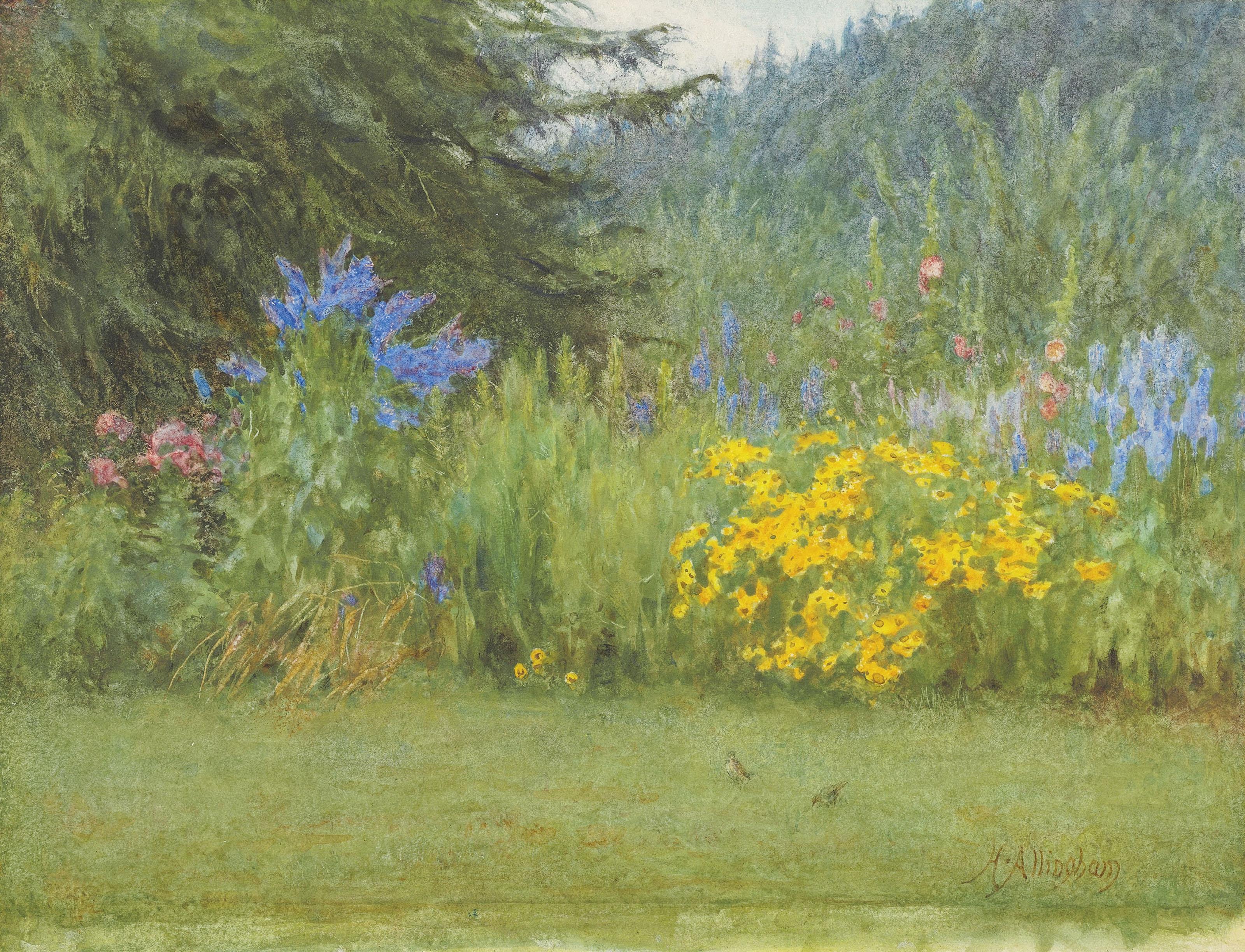 Helen Allingham, R.W.S. - In A Surrey Garden, Brook, Near Witley