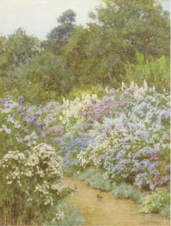 Helen Allingham, R.W.S. - Michaelmas Daisies, Munstead Wood, Godalming, Surrey