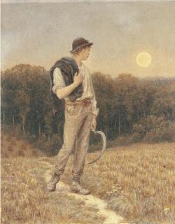 Helen Allingham, R.W.S. - The Harvest Moon, \'globed in mellow splendour\'