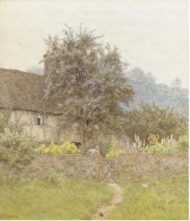 Helen Allingham, R.W.S. - Waiting for mother\'s return