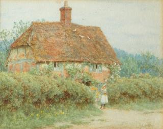 Helen Allingham, RWS - A Surrey Cottage