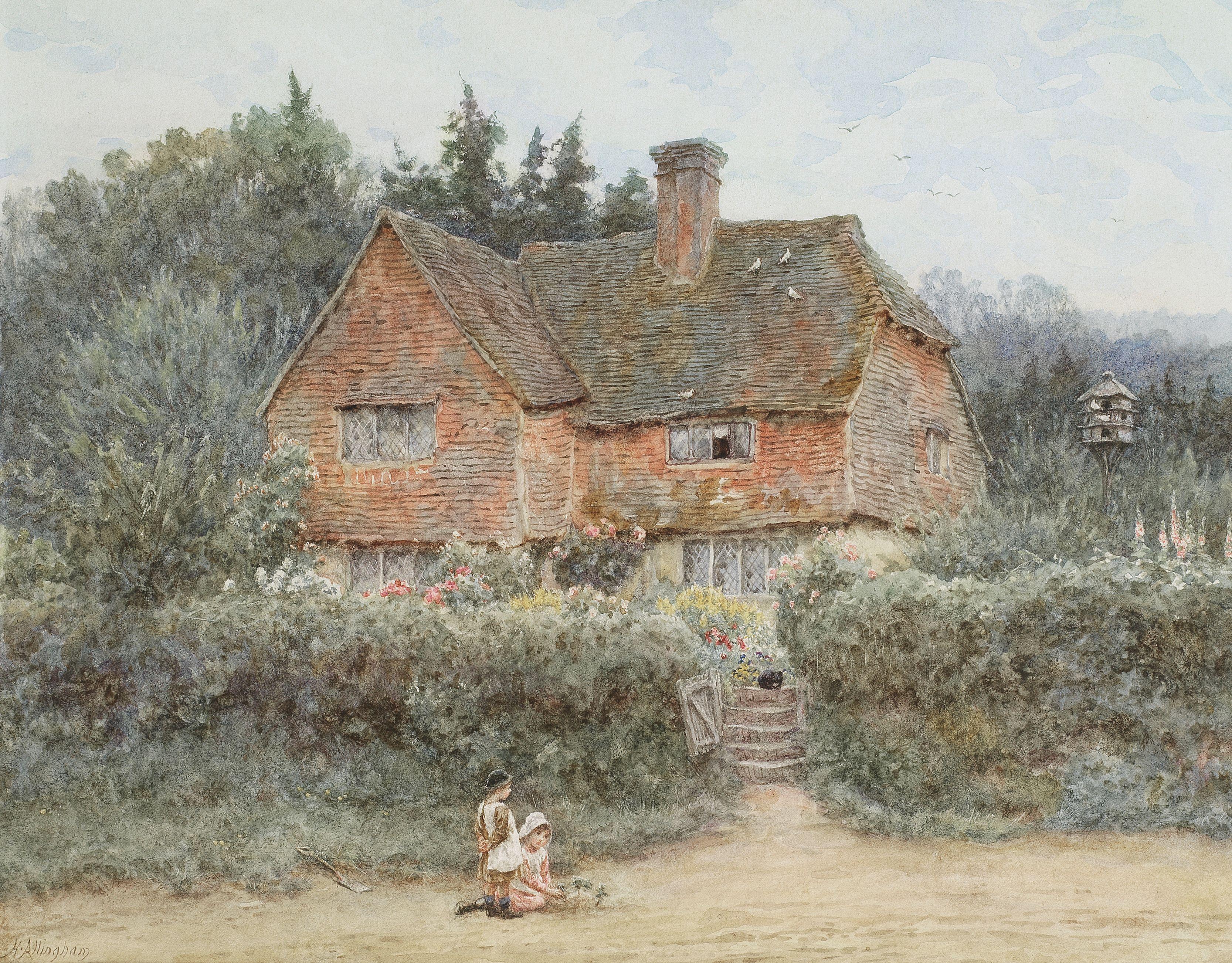 Helen Allingham, RWS - A Surrey cottage