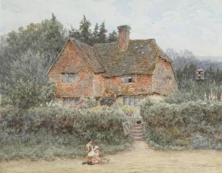 Helen Allingham, RWS - A Surrey cottage